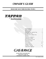 Preview for 1 page of Tappan Millennia 316000189 Owner'S Manual