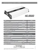 Предварительный просмотр 3 страницы Taramp's HD 6500 Manual