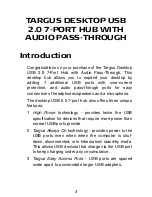 Preview for 3 page of Targus desktop USB 2.0
7-port hub
with audio pass-through User Manual