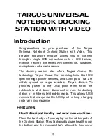 Preview for 3 page of Targus Universal Notebook Docking Station with Video... User Manual