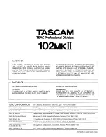 Preview for 10 page of Tascam 102MKII Owner'S Manual