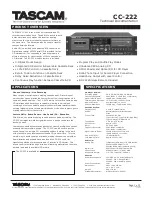 Tascam CC-222 Technical Documentation preview