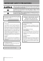 Preview for 2 page of Tascam CD-A550 Owner'S Manual