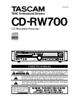 Preview for 1 page of Tascam CD-RW700 Owner'S Manual