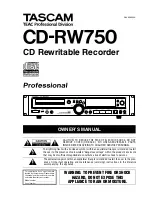 Предварительный просмотр 1 страницы Tascam CD-RW750 Owner'S Manual