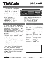 Tascam DA-20MKII Specifications preview