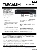 Preview for 1 page of Tascam DV-D6500 Specifications