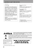 Preview for 2 page of Tascam DV-RA1000 Owner'S Manual