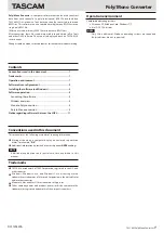 Preview for 1 page of Tascam HS-8 Software Manual