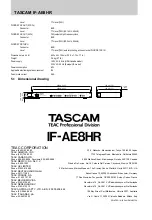 Preview for 8 page of Tascam IF-AE8HR Owner'S Manual