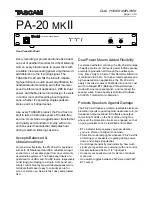 Tascam PA-20 MKII Specifications preview