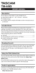 Preview for 1 page of Tascam TM-AM3 User Manual