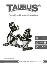 Taurus ergometer RB10.5 PRO Assembly And Operating Instructions Manual preview