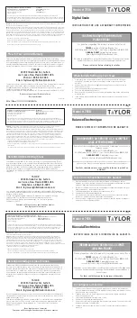 Предварительный просмотр 1 страницы Taylor 7558 Instructions For Use & Warranty Information