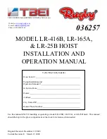 TBEI Rugby LR-165A Rugby LR-25B Installation And Operation Manual preview