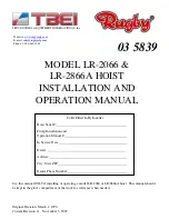 TBEI Rugby LR-2066 Installation And Operation Manual preview