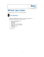 TBM MPL024 User Manual preview