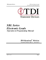 Preview for 1 page of TDI XBL 400 Operation & Programming Manual