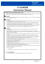 TDK-Lambda CUS100MB Series Instruction Manual preview