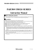 TDK-Lambda PAH300 Series Instruction Manual preview