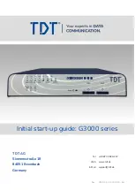 Preview for 1 page of TDT G3000 Series Initial Start-Up Manual