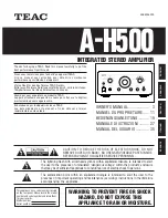 Preview for 1 page of Teac A-H500 Owner'S Manual