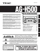 Preview for 1 page of Teac AG-H500 Owner'S Manual