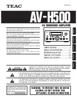 Предварительный просмотр 1 страницы Teac av-h500 Owner'S Manual