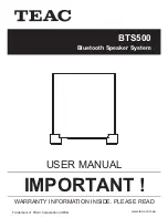 Предварительный просмотр 1 страницы Teac BTS500 User Manual