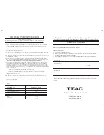 Предварительный просмотр 2 страницы Teac DV-2170 Owner'S Manual