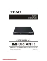 Предварительный просмотр 1 страницы Teac DV225 User Manual