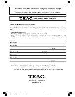 Preview for 3 page of Teac EU2845ST Owner'S Manual