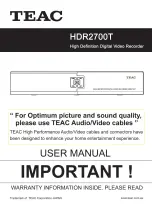 Preview for 1 page of Teac HDR2700T User Manual