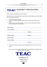 Предварительный просмотр 5 страницы Teac HDR2700T User Manual