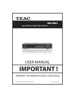 Teac HDVR845 User Manual предпросмотр