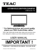 Preview for 1 page of Teac LE1980HD User Manual