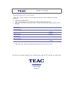 Preview for 5 page of Teac LE1980HD User Manual