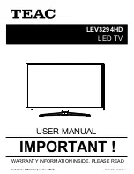 Preview for 1 page of Teac LEV3294HD User Manual