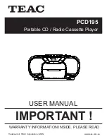 Предварительный просмотр 1 страницы Teac PCD195 User Manual