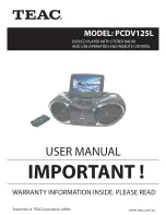 Preview for 1 page of Teac PCDV125L User Manual