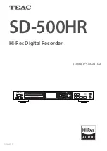 Teac SD-500HR Owner'S Manual preview