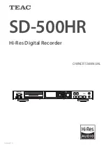 Preview for 1 page of Teac SD-500HR Owner'S Manual