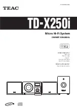 Teac TD-X250i Owner'S Manual preview