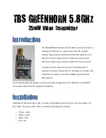 Preview for 1 page of Team Blacksheep TBS GREENHORN User Manual