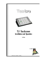 Preview for 1 page of TEATRO TS-1 Installation And Operation Manual