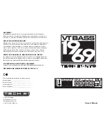 Предварительный просмотр 1 страницы Tech 21 VT BASS 1969 Owner'S Manual