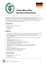 Preview for 21 page of TechGrow Clima Micro Plus Min/Max Fan Speed User Manual