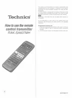 Technics RAK-SA607MH How To Use Manual preview