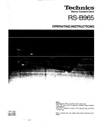 Technics RS-B965 Operating Instructions Manual preview