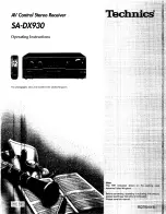 Technics SADX930 - RECEIVER Operating Instructions Manual предпросмотр